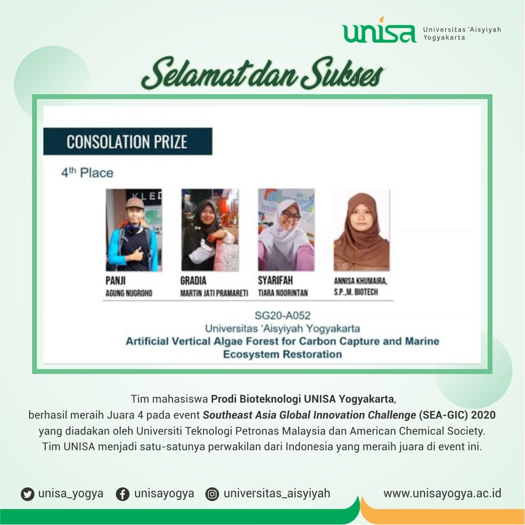 Selamat dan Sukses Tim Prodi Bioteknologi UNISA