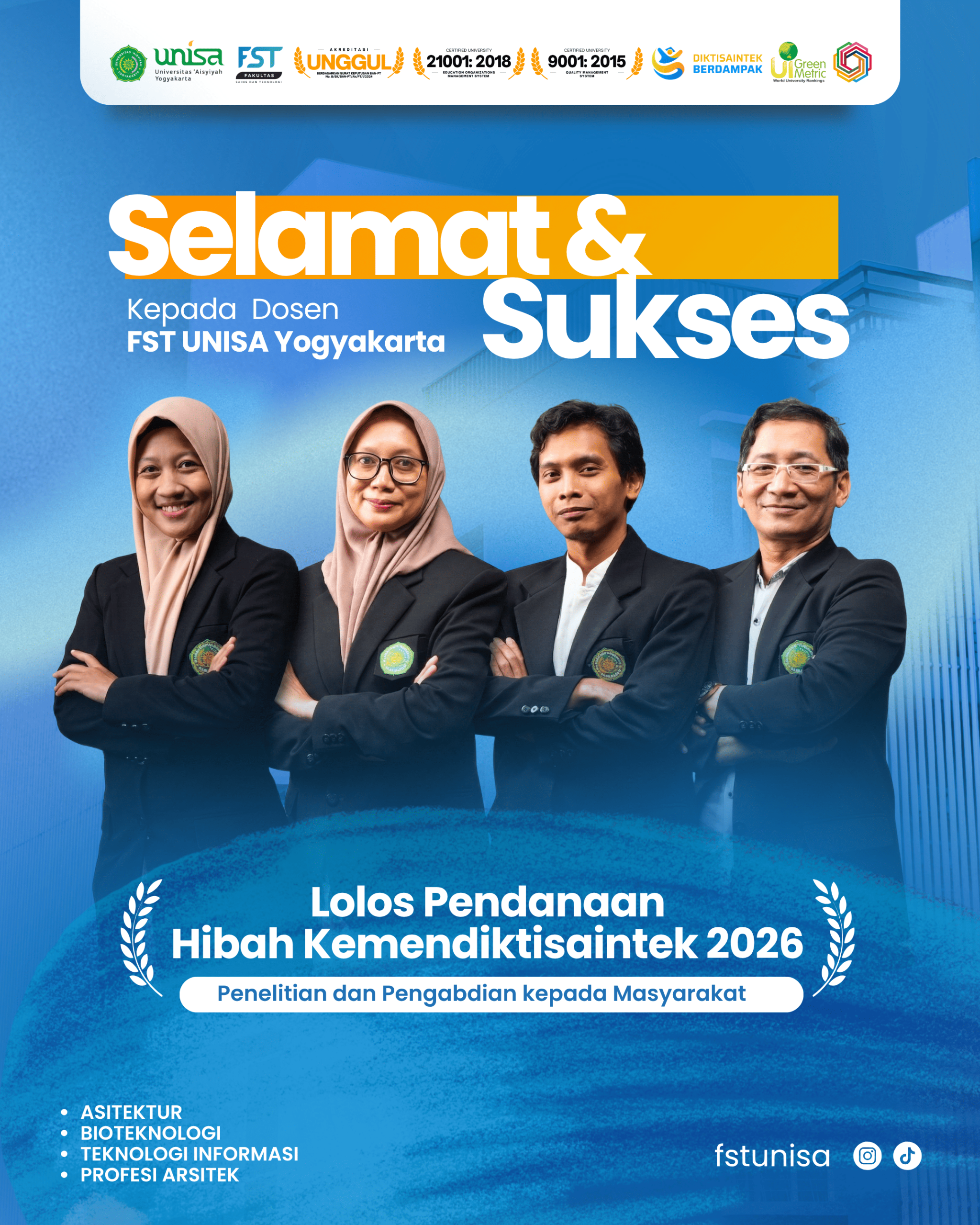 Dosen FST Raih Pendanaan Hibah Kemendiktisaintek 2026 pada Program Penelitian dan Pengabdian kepada Masyarakat